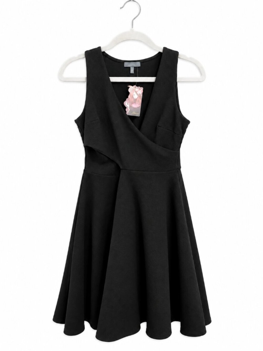Soprano Black Sleeveless V-Neck Fit & Flare Dress Size M NWT